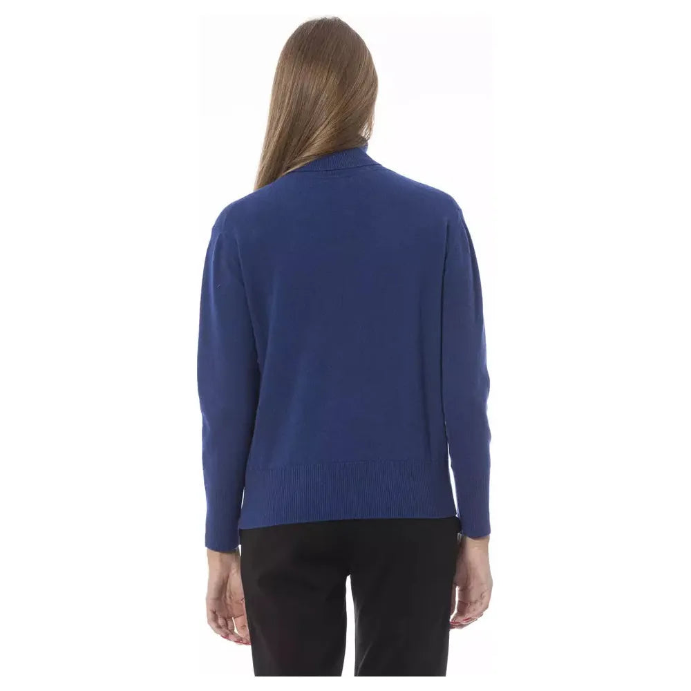 Baldinini Trend Elegant Turtleneck Sweater - Blue Wool-Cashmere Blend blue-wool-sweater-9