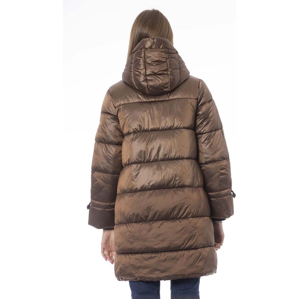 Baldinini Trend Chic Brown Down Jacket with Monogram Detail brown-nylon-jackets-coat-2 product-23893-1204368772-00be6bf1-712.jpg