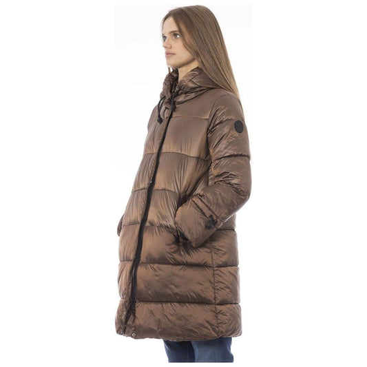 Baldinini Trend Chic Brown Down Jacket with Monogram Detail brown-nylon-jackets-coat-2