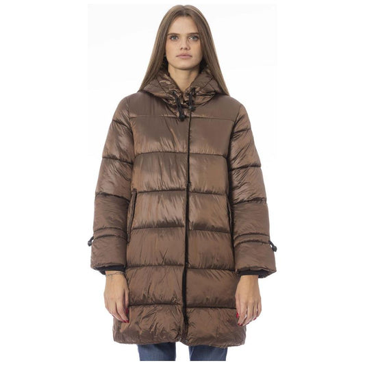 Baldinini Trend Chic Brown Down Jacket with Monogram Detail brown-nylon-jackets-coat-2