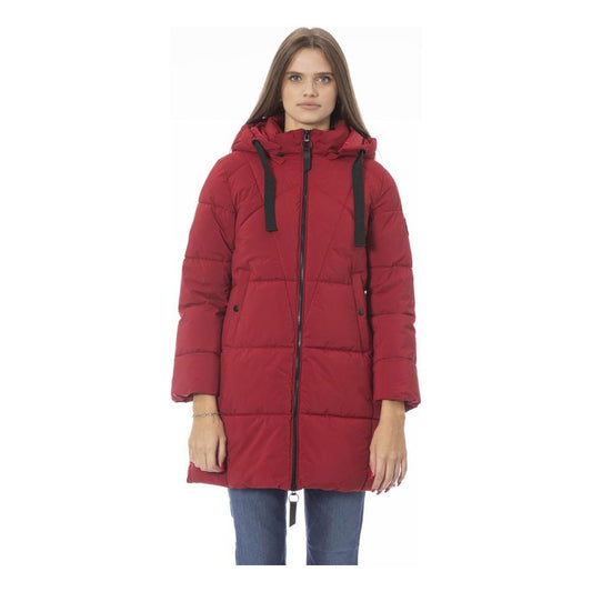 Baldinini Trend Elegant Red Long Down Jacket for Women red-polyester-jackets-coat-2