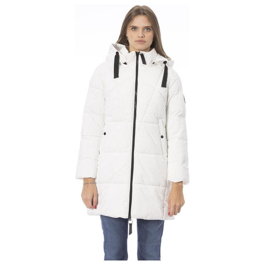 Baldinini Trend Elegant White Long Down Jacket for Women white-polyester-jackets-coat-1