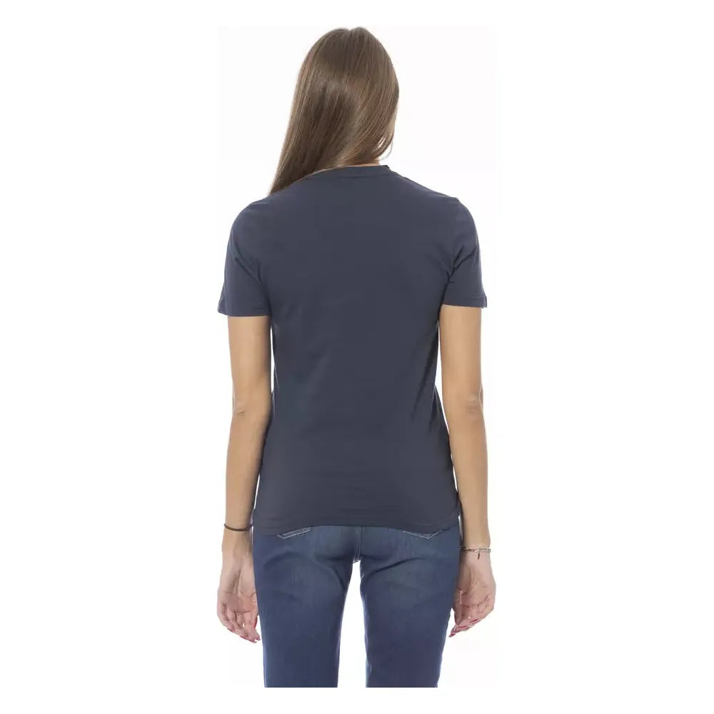Baldinini Trend Chic Crew Neck Short Sleeve T-Shirt blue-cotton-tops-t-shirt-1