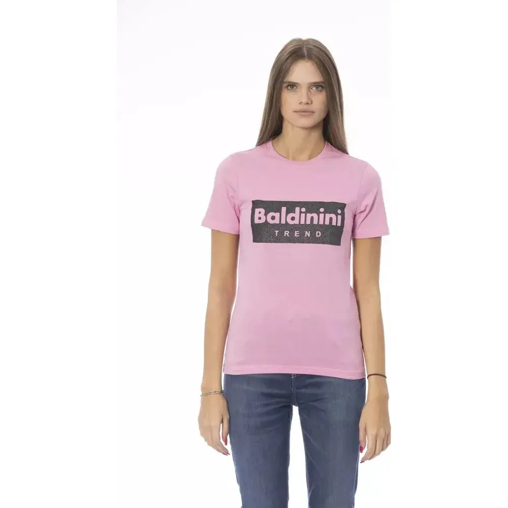 Baldinini Trend Chic Crew Neck Tee with Signature Print pink-cotton-tops-t-shirt product-23912-1207303833-988c2f9b-78d.webp