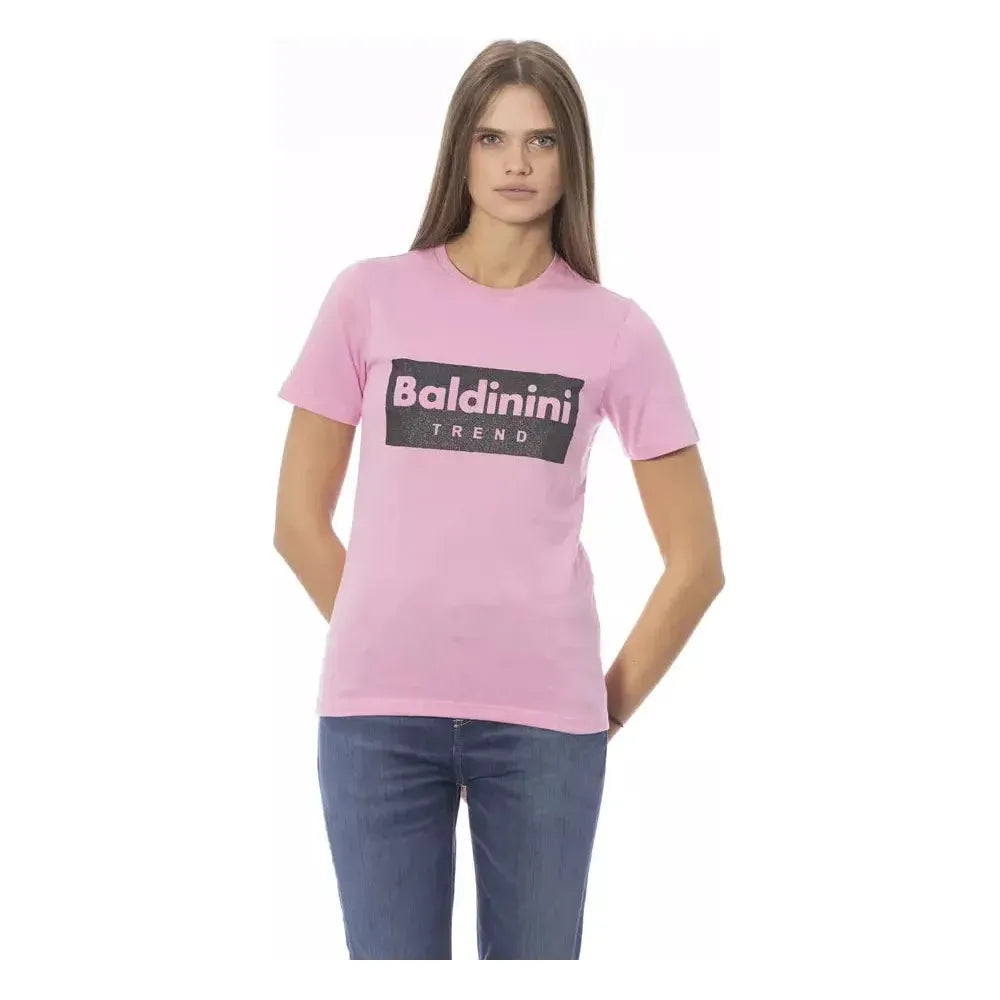 Baldinini Trend Chic Crew Neck Tee with Signature Print pink-cotton-tops-t-shirt product-23912-274930034-1f2ce365-1f6.webp