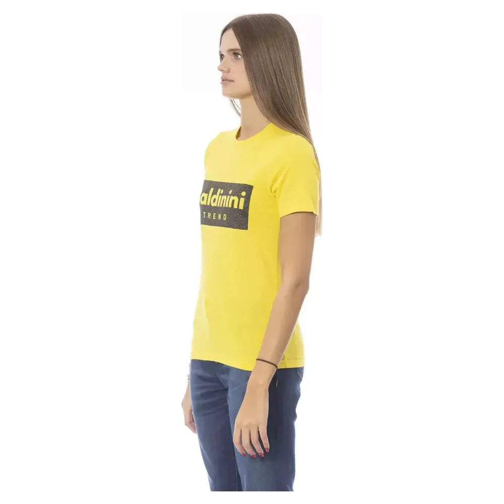 Baldinini Trend Sunshine Yellow Crew Neck Tee with Designer Print yellow-cotton-tops-t-shirt product-23913-1679882383-853ac46b-4be.webp