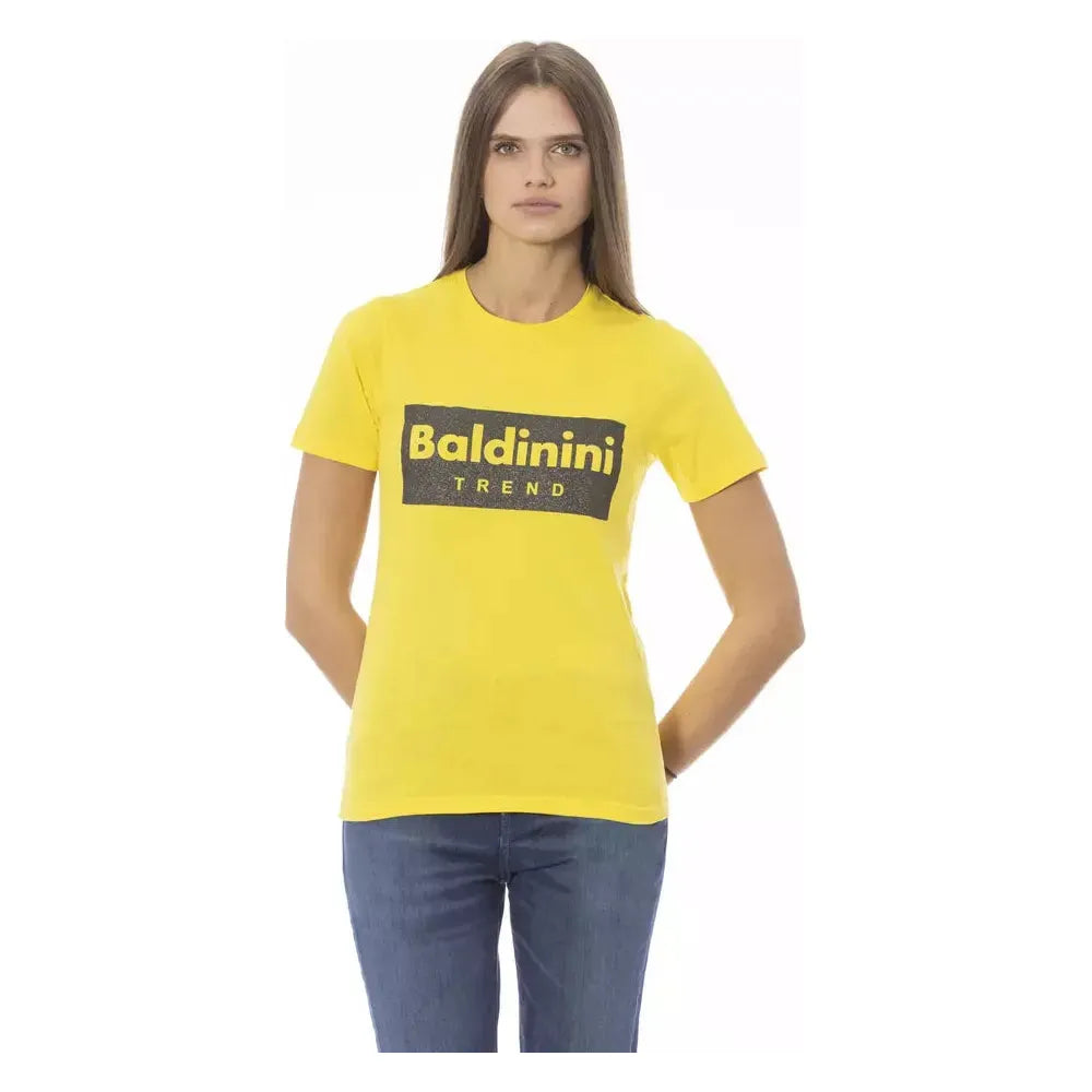 Baldinini Trend Sunshine Yellow Crew Neck Tee with Designer Print yellow-cotton-tops-t-shirt product-23913-179560685-29678039-9d1.webp