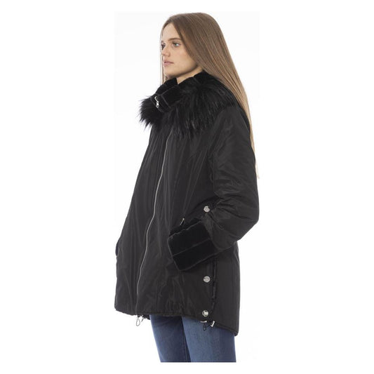 Baldinini Trend Reversible Hooded Jacket in Black black-polyester-jackets-coat-7