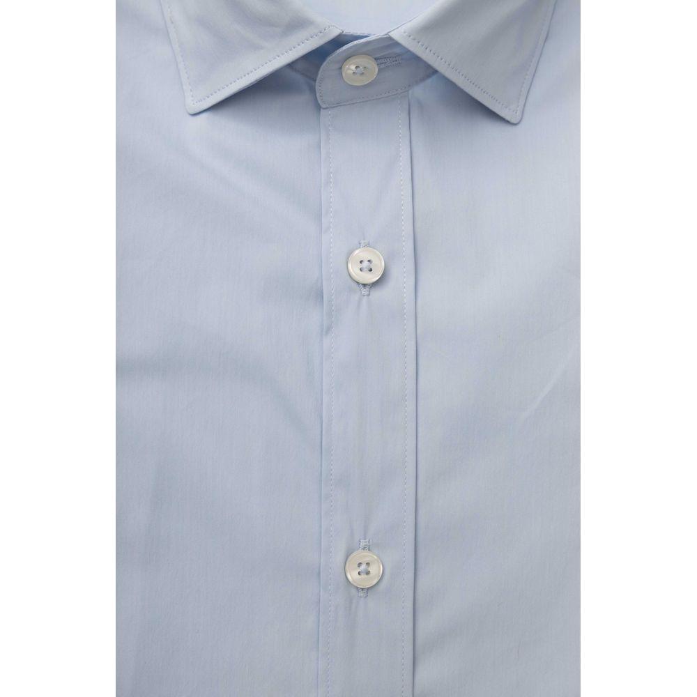 Bagutta Elegant Slim Fit Light Blue Shirt light-blue-cotton-shirt-11