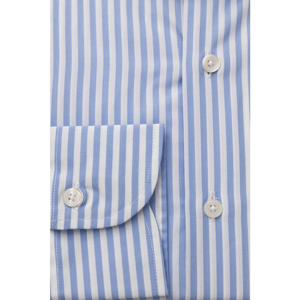 Bagutta Elegant Medium Fit French Collar Shirt light-blue-cotton-shirt-28