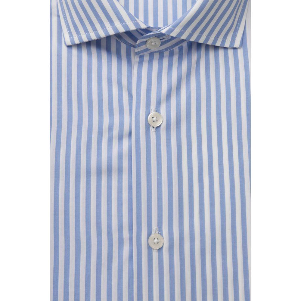 Bagutta Elegant Medium Fit French Collar Shirt light-blue-cotton-shirt-28