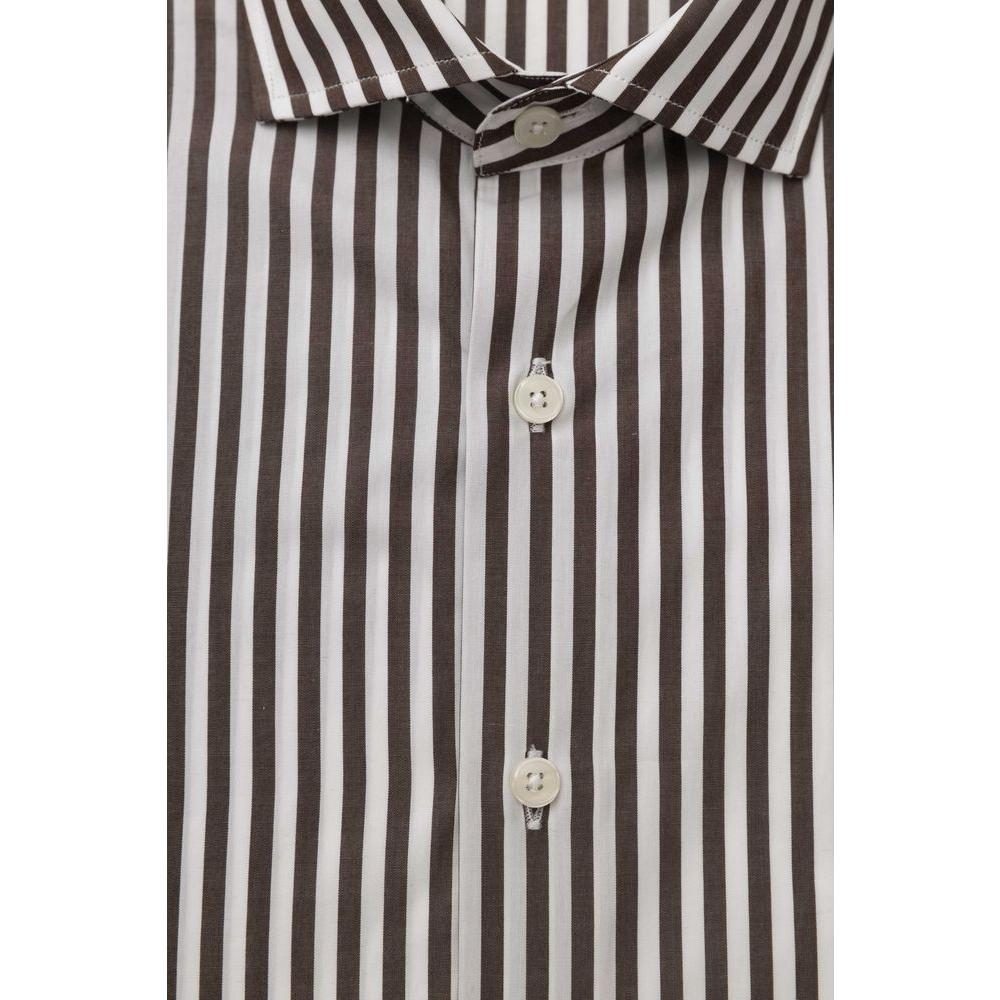 Bagutta Elegant Brown French Collar Shirt - Medium Fit brown-cotton-shirt