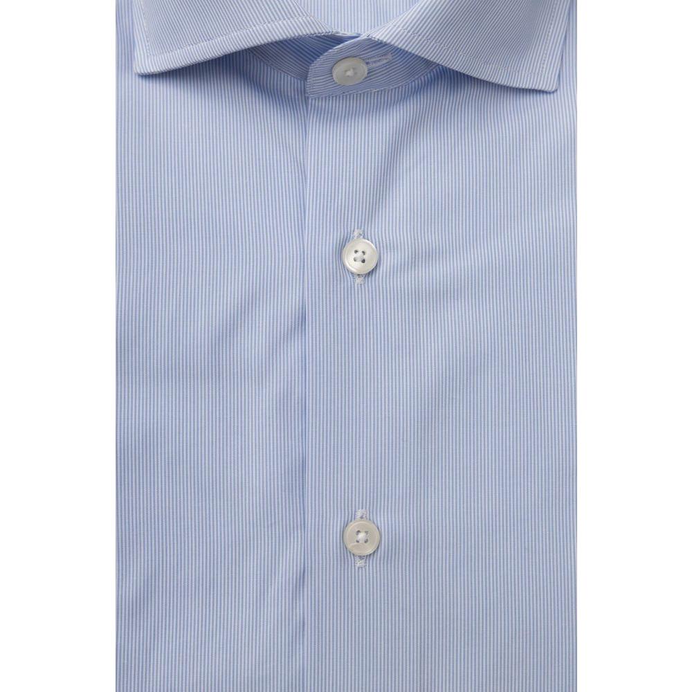 Bagutta Elegant Light Blue Medium Fit French Collar Shirt light-blue-cotton-shirt-9