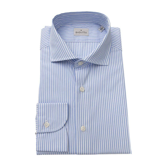 Bagutta Elegant Light Blue Medium Fit French Collar Shirt light-blue-cotton-shirt-26