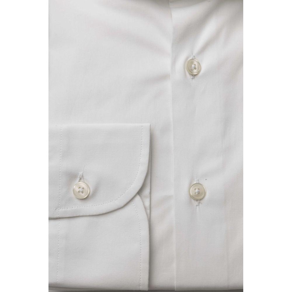 Bagutta Sleek White Slim Fit Cotton Shirt white-cotton-shirt-4