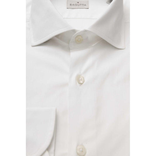 Bagutta Sleek White Slim Fit Cotton Shirt white-cotton-shirt-4