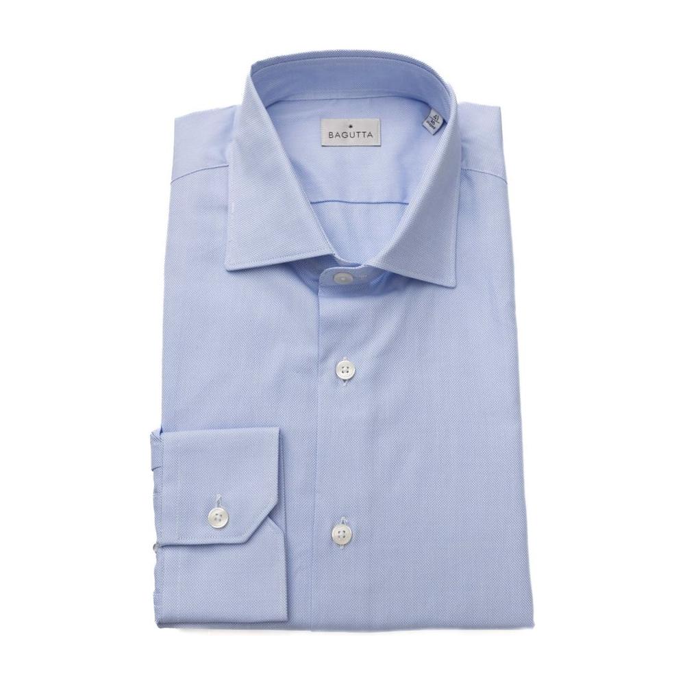 Bagutta Elegant Light Blue Medium Fit French Collar Shirt light-blue-cotton-shirt-19