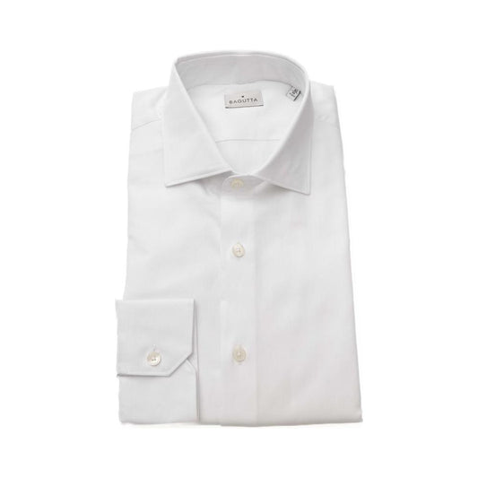Bagutta Elegant White Cotton French Collar Shirt white-cotton-shirt-18