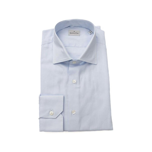 Bagutta Elegant Light Blue Cotton Shirt for Men light-blue-cotton-shirt-52