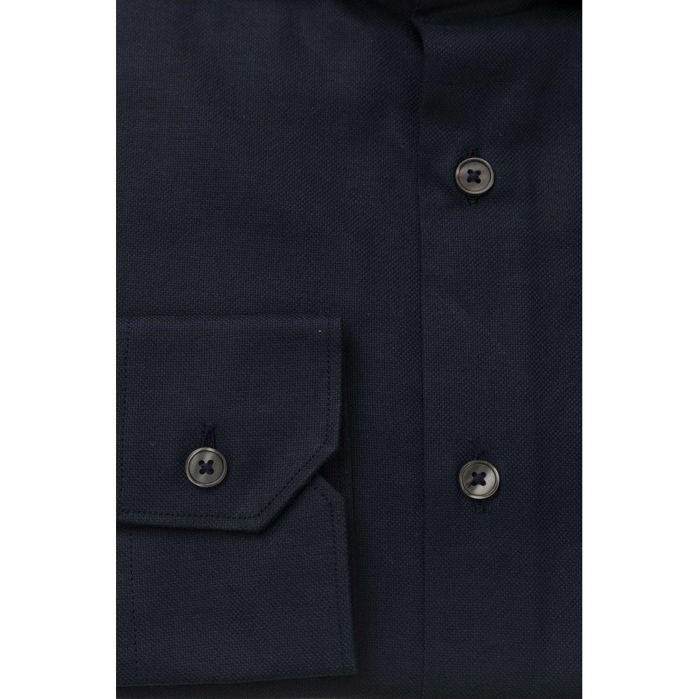 Bagutta Elegant Blue Cotton French Collar Shirt blue-cotton-shirt-12