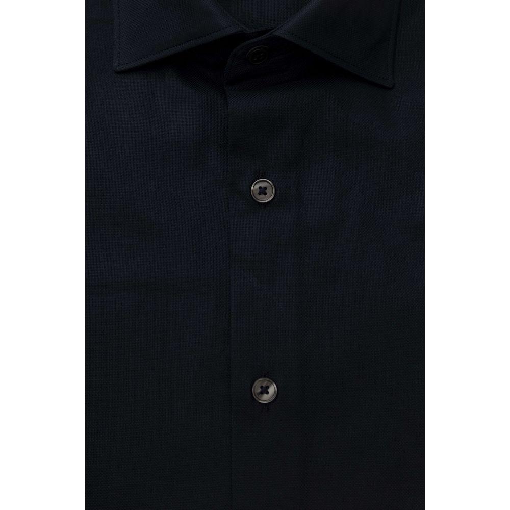 Bagutta Elegant Blue Cotton French Collar Shirt blue-cotton-shirt-12