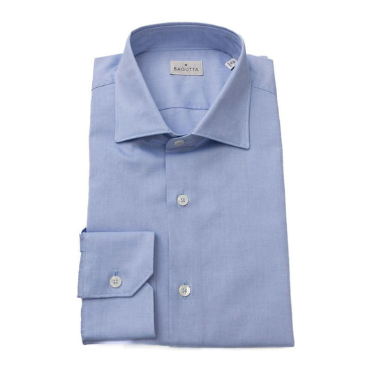 Bagutta Elegant Light Blue Cotton Shirt for Men light-blue-cotton-shirt-13