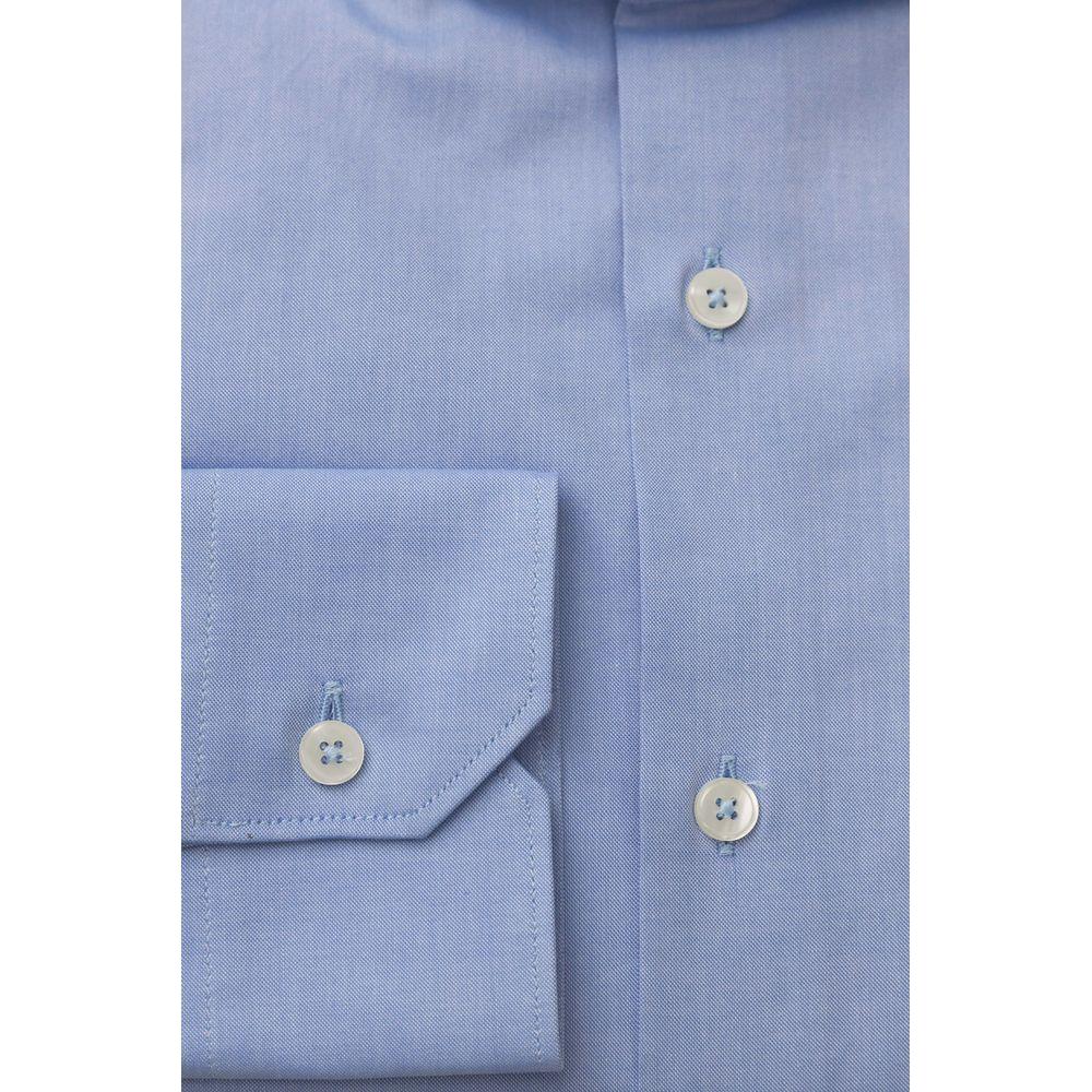 Bagutta Elegant Light Blue Cotton Shirt for Men light-blue-cotton-shirt-13