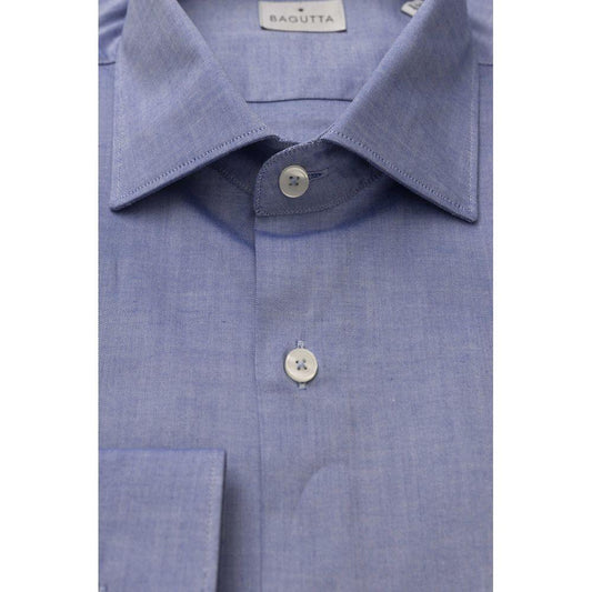 Bagutta Elegant Light Blue Cotton Shirt with French Collar light-blue-cotton-shirt-12
