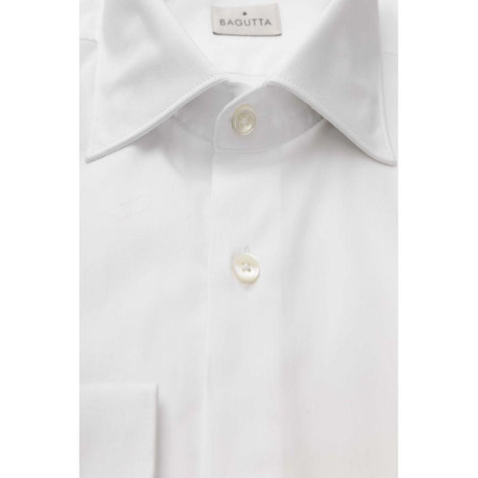 Bagutta Elegant White Cotton French Collar Shirt white-cotton-shirt-7