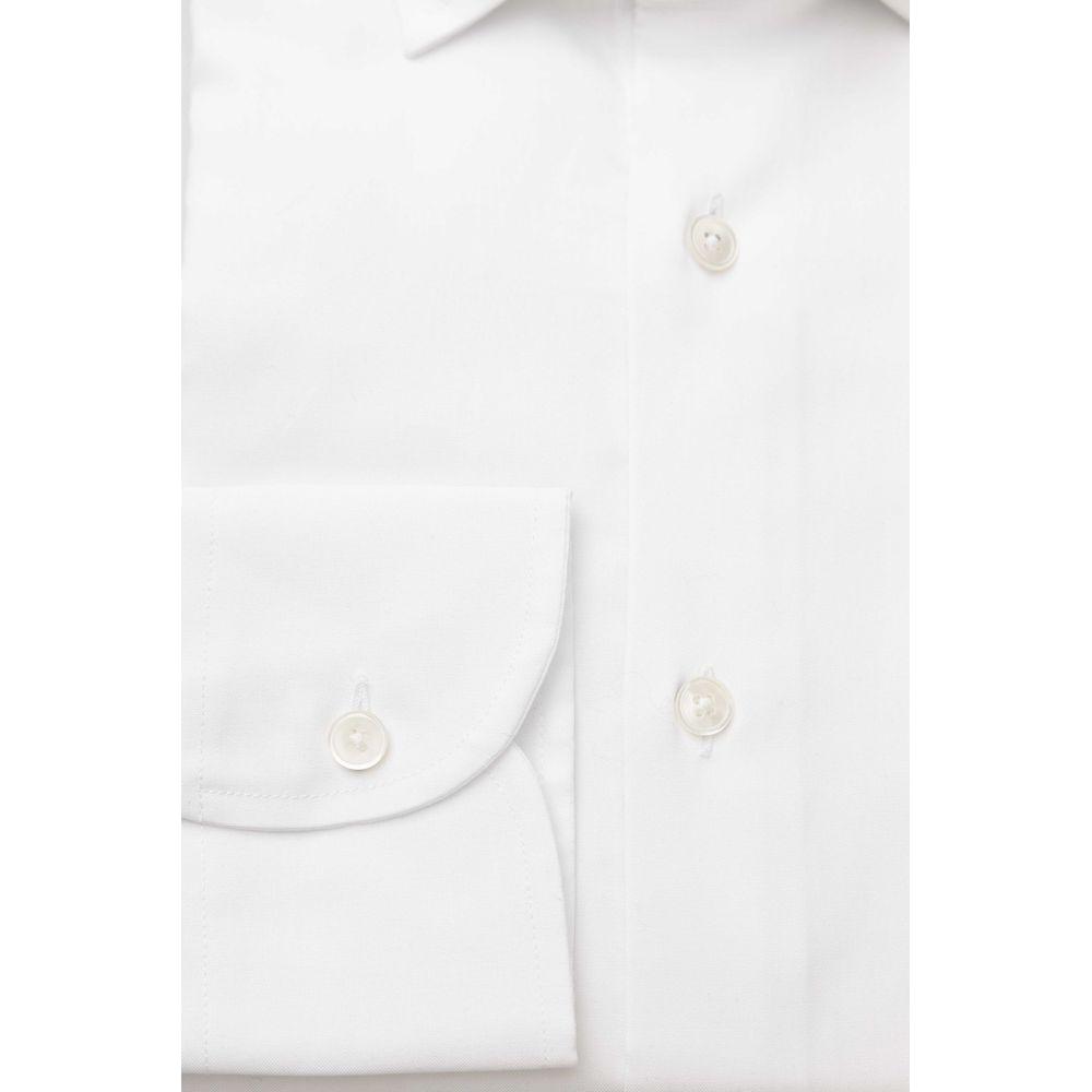 Bagutta Sleek White Slim Fit French Collar Shirt white-cotton-shirt-6