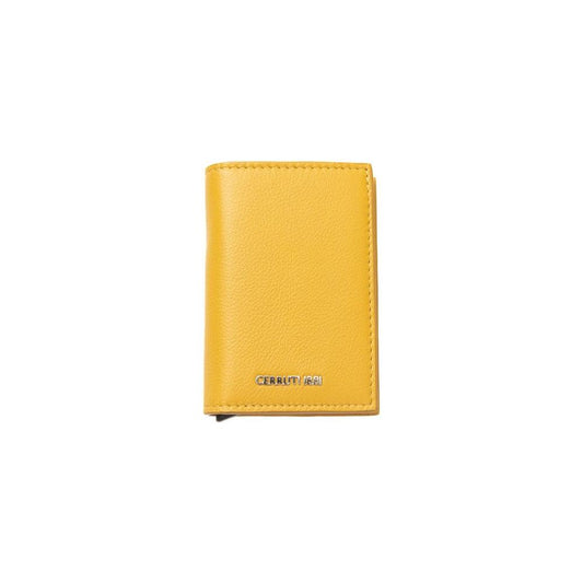 Cerruti 1881 Elegant Yellow Leather Wallet yellow-calf-leather-wallet