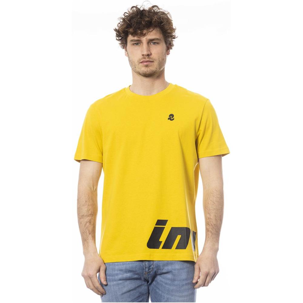 Invicta Sunshine Yellow Crew Neck Tee with Logo Print yellow-cotton-t-shirt-3