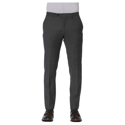 Trussardi Elegant Gray Trousers with Tailored Finish gray-polyester-jeans-pant