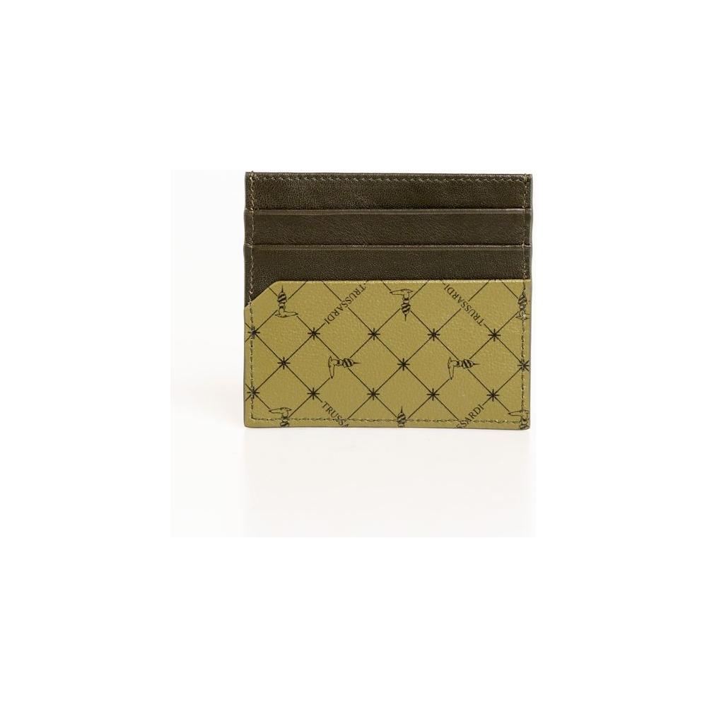 Trussardi Elegant Green Leather Card Holder green-leather-wallet