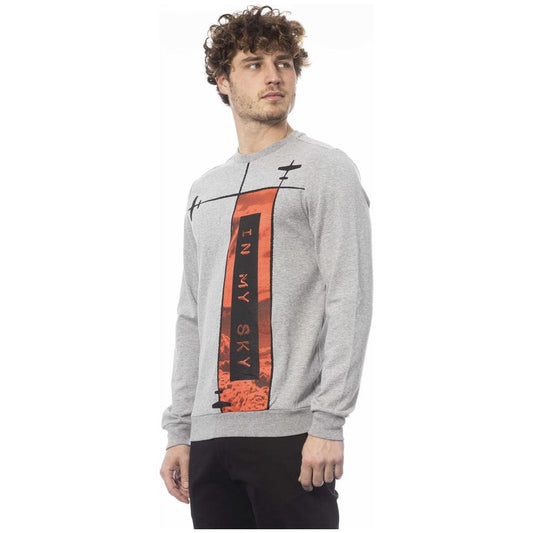 Trussardi Elegant Gray Knit Sweatshirt with Front Print gray-cotton-sweater-10
