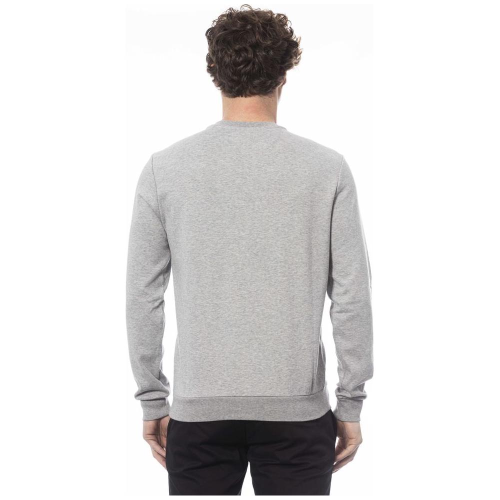 Trussardi Elegant Gray Knit Sweatshirt with Front Print gray-cotton-sweater-10