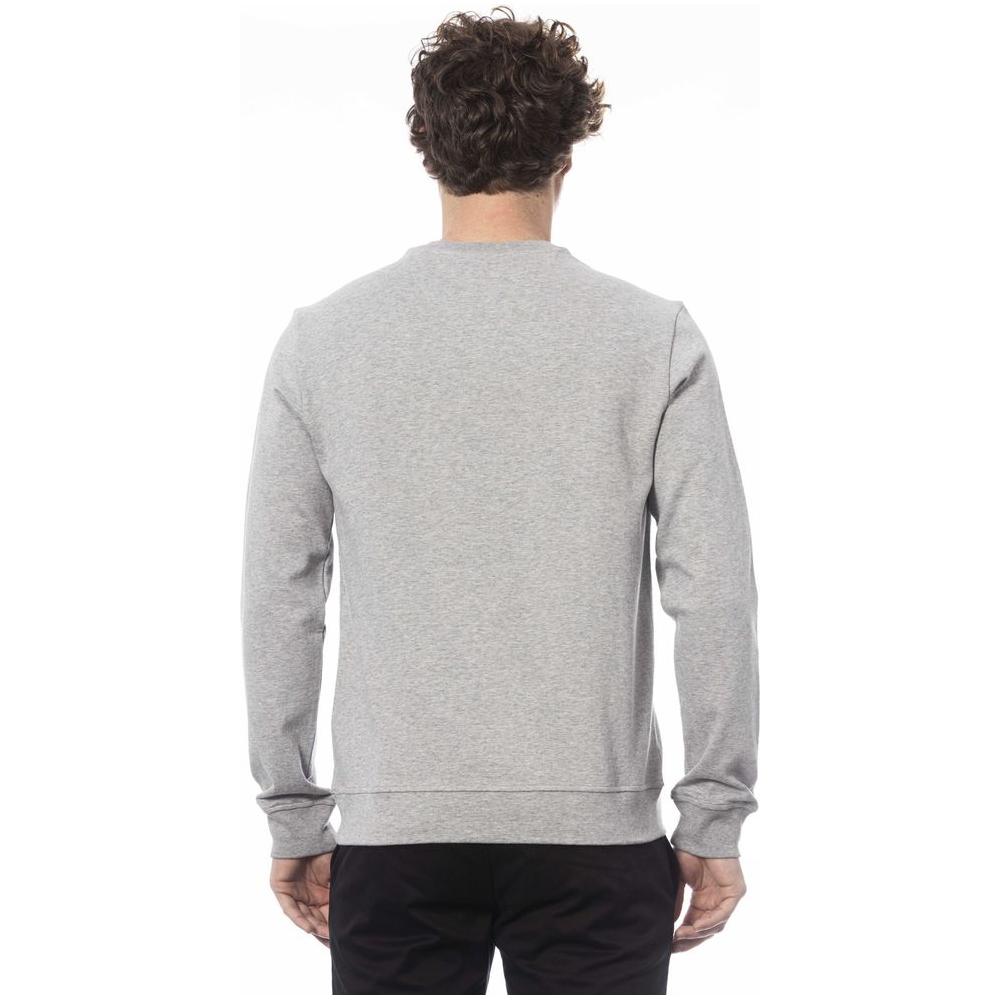 Trussardi Sophisticated Gray Ribbed Knit Sweatshirt gray-cotton-sweater-7