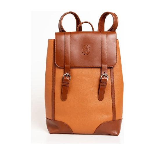 Trussardi Elegant Brown Leather Backpack for Men brown-leather-backpack