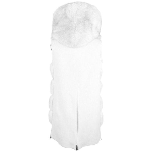 Made in Italy Chic Sleeveless Wool Coat with Fox Fur Trim white-wool-vergine-jackets-coat-4