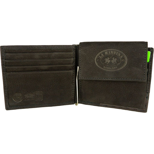 La Martina Elegant Black Leather Wallet with Logo Detail black-leather-wallet