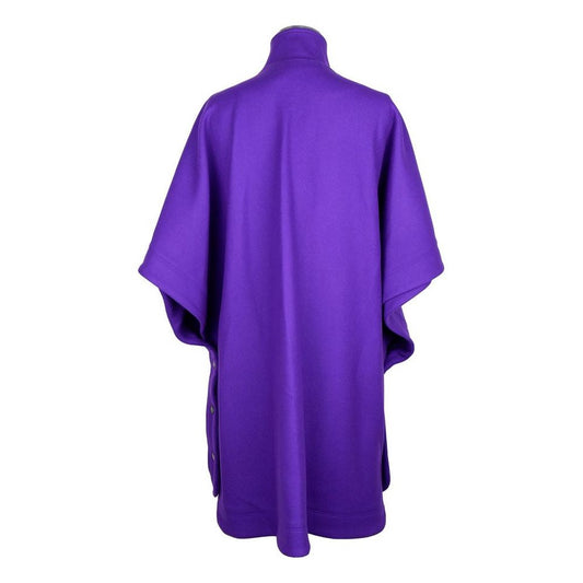Love Moschino Elegant Wool-Blend Purple Cape with Zip Detail purple-wool-vergine-jackets-coat