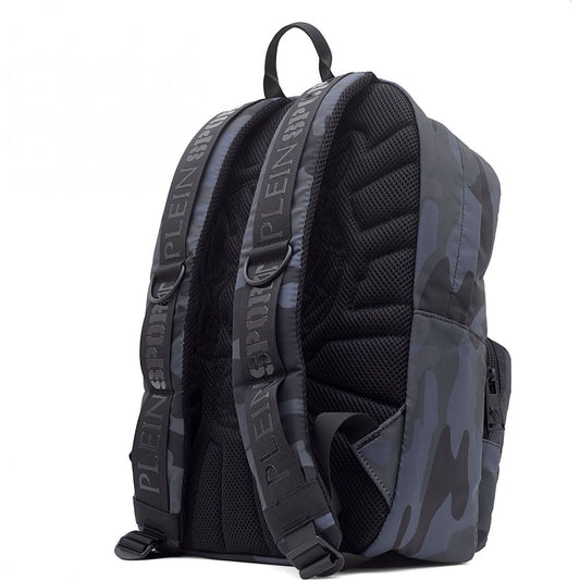 Plein Sport Elevate Your Style with the Gray Tiger Face Backpack grigio-polyester-backpack MAN BACKPACKS