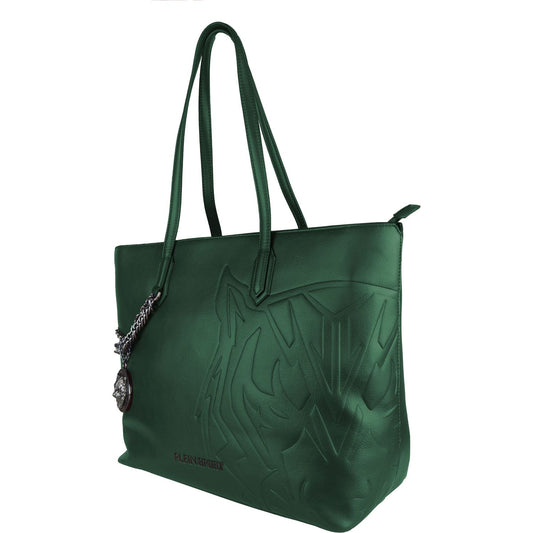 Plein Sport Eco-Chic Dark Green Shoulder Bag with Chain Detail verde-polyurethane-shoulder-bag WOMAN TOTES product-7590-1006990470-scaled-4e6b0613-d40.jpg