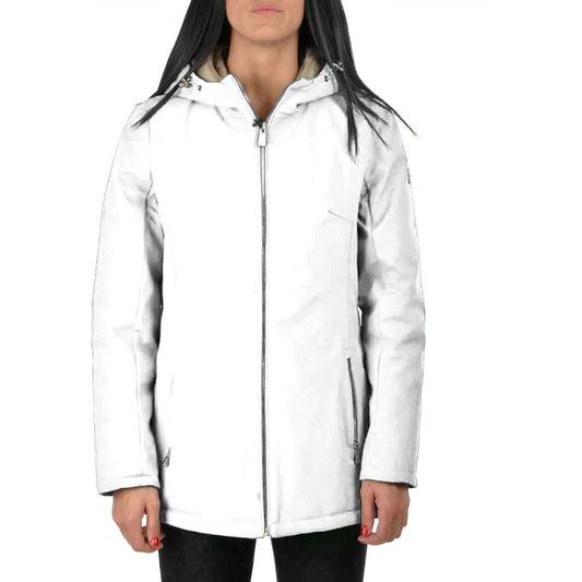 Yes Zee Chic White Hooded Down Jacket for Women white-polyester-jackets-coat-5