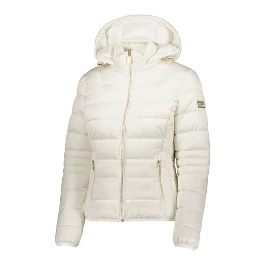 Yes Zee Chic White Short Down Jacket with Hood white-polyester-jackets-coat