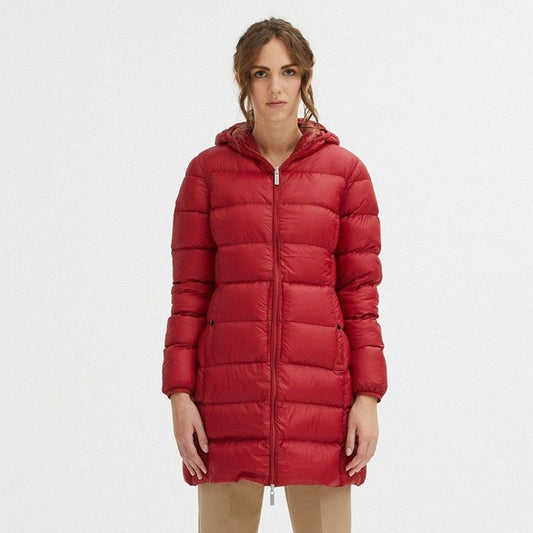 Centogrammi Reversible Long Red Jacket with Goose Down red-nylon-jackets-coat-3