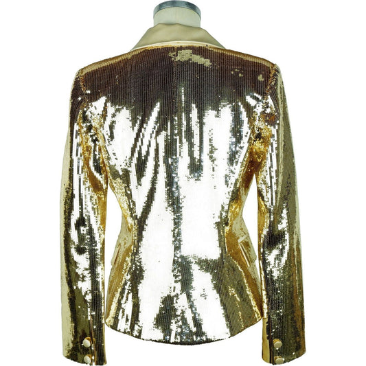 Elisabetta Franchi Sequin-Embellished Double-Breasted Jacket yellow-polyester-suits-blazer