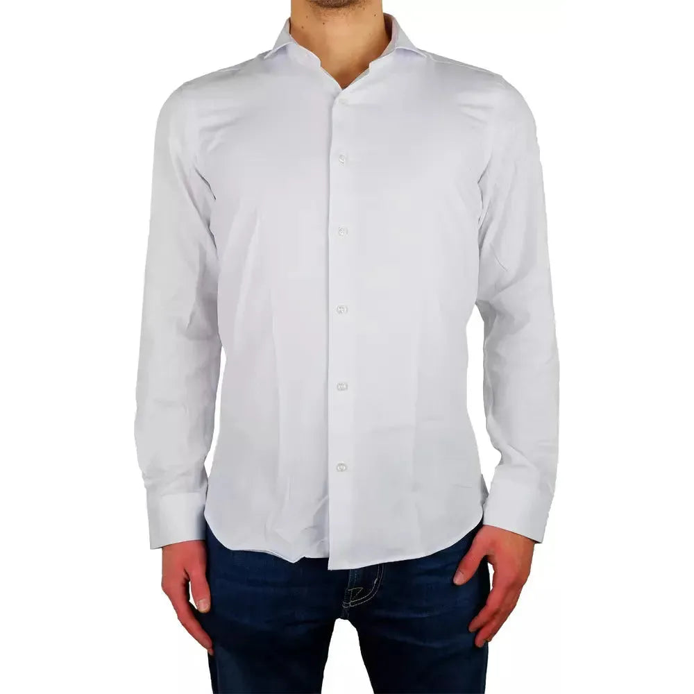 Made in Italy Elegant Milano White Oxford Shirt white-cotton-shirt-15