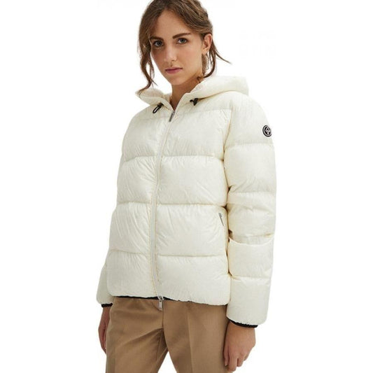 Centogrammi Elegant White Hooded Jacket - Feather Padded Luxury white-nylon-jackets-coat-1