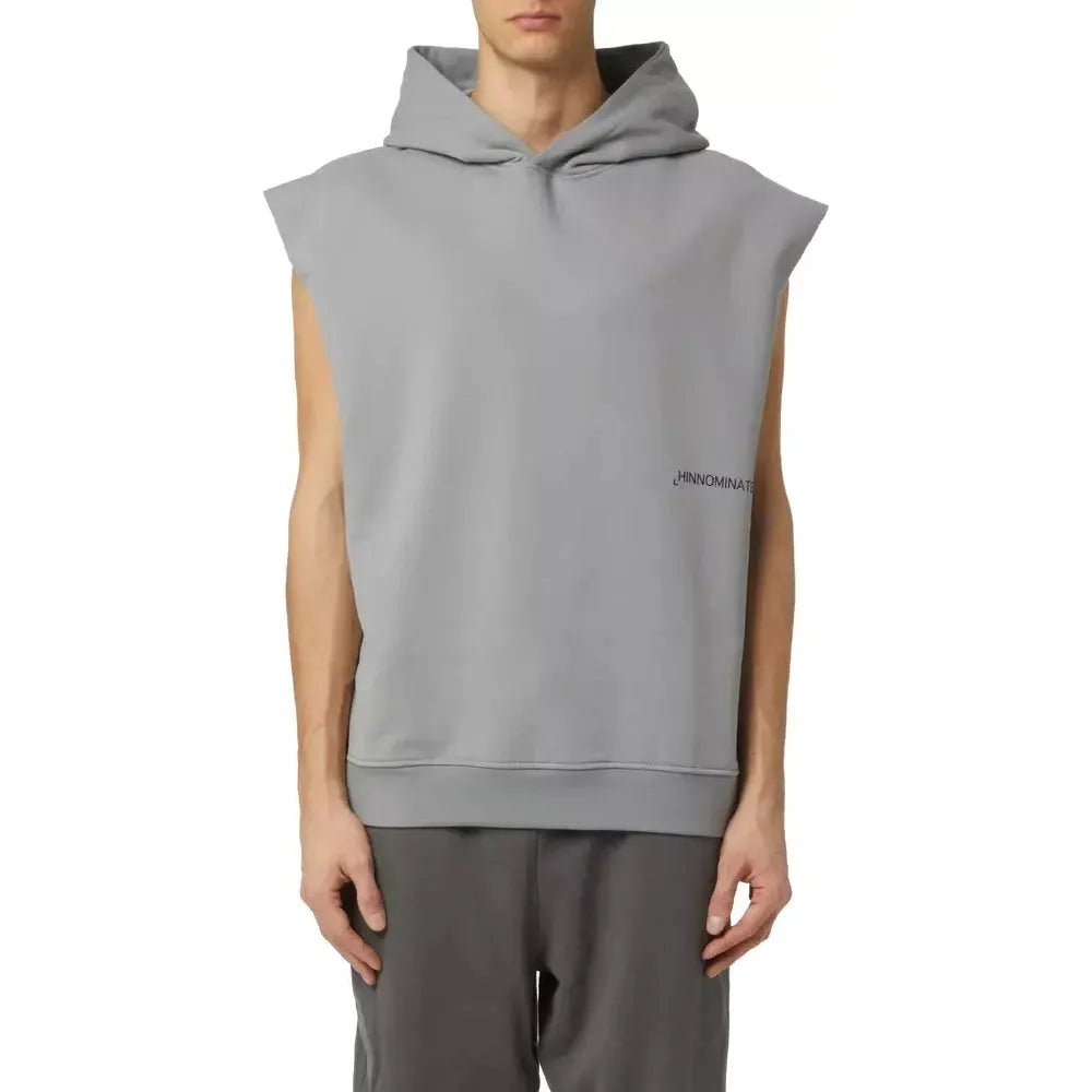 Hinnominate Sleek Sleeveless Hooded Sweatshirt in Gray gray-cotton-sweater-8